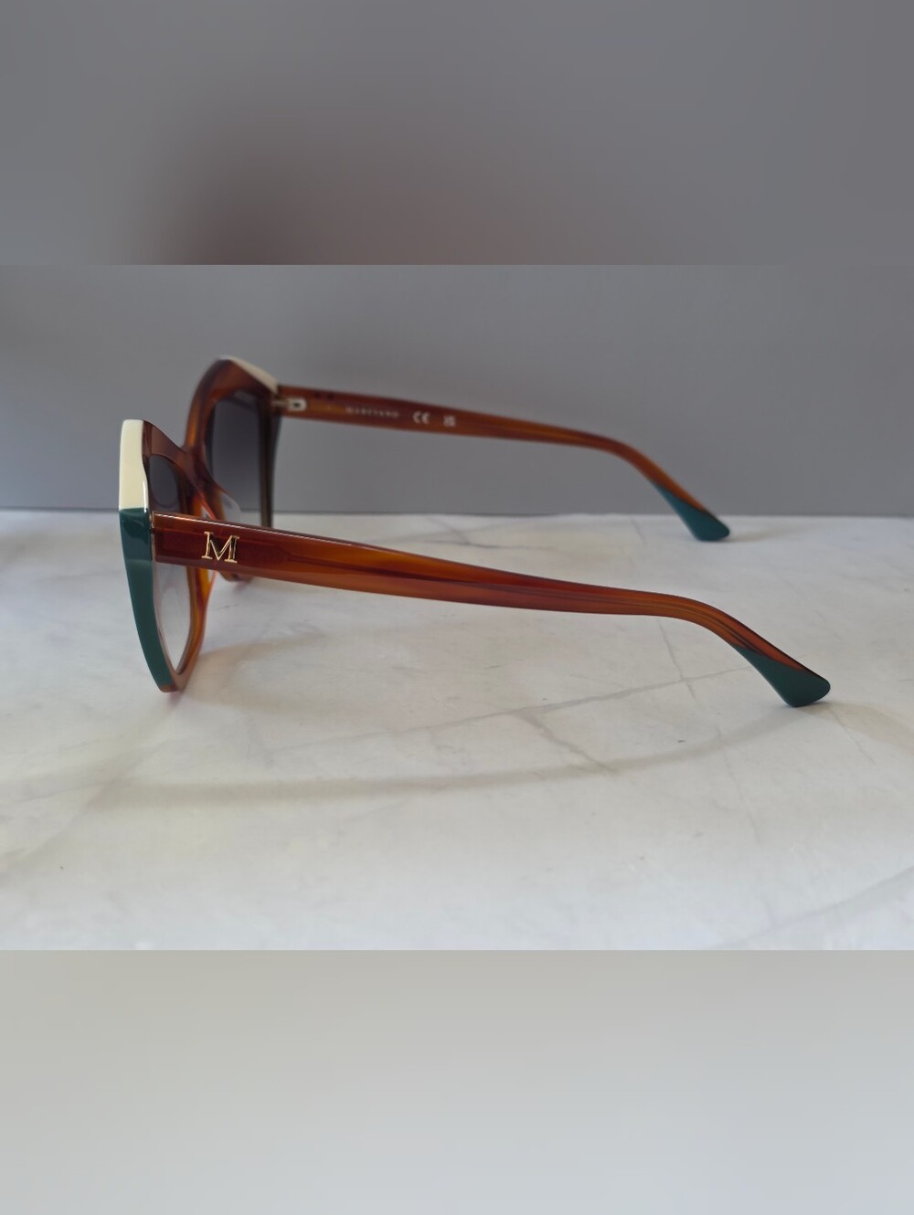 Marciano by Guess GM0832 Cat Eye Sunglasses Brown Teal Ivory Colorblock - Picture 4 of 6